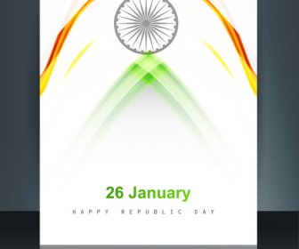 Glänzende Schöne Indische Flagge Winken Broschüre Vorlage Hintergrund Reflexion Vektor