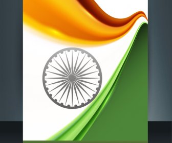 Hermosa Bandera India Ola Folleto Brillante Reflexión De Fondo De Plantilla Vector