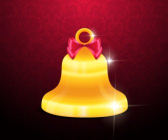 Shiny Bell With Red Bow Vector Illustration