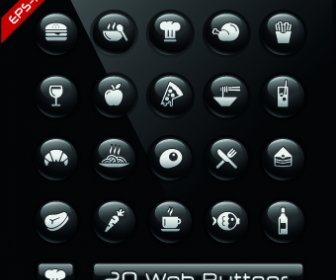 光沢のある黒の Web ボタン デザインのベクトル