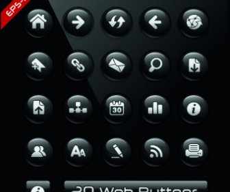 光沢のある黒の Web ボタン デザインのベクトル