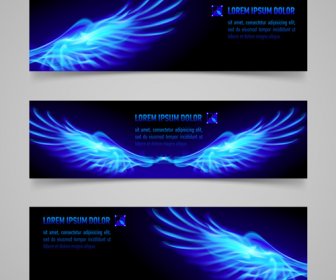 Shiny Blue Elements Banners Vector Set