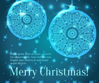 Shiny Blue Merry Christmas Cards Design Vector