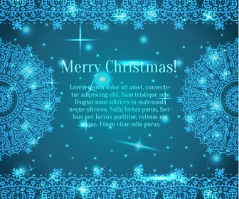 光沢のある青いメリー クリスマス カード デザインのベクトル
