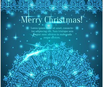 Shiny Blue Merry Christmas Cards Design Vector