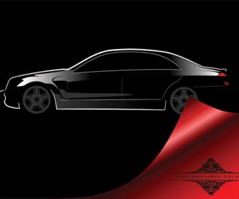 光沢のある車の黒の背景のデザインのベクトル