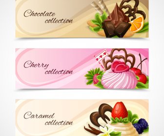 Glänzende Schokolade Und Süßigkeiten Vektor-Banner
