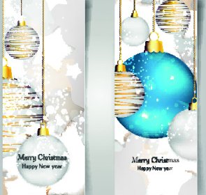 Shiny Christmas Balls Banner Design Vector