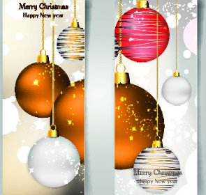 Shiny Christmas Balls Banner Design Vector