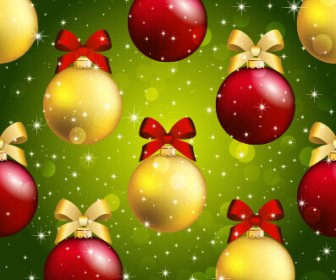 光沢のあるクリスマス ボール飾りのシームレスなパターン ベクトル