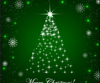 Glänzende Weihnachtsbaum Mit Grünem Hintergrund Vektor