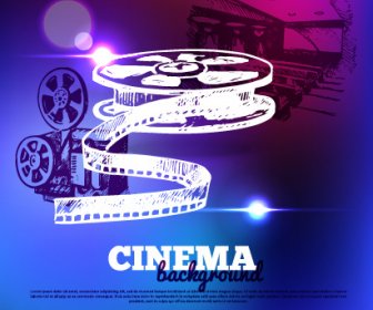 Shiny Cinema Neon Light Vector Background