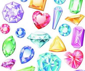 Diamanti Colorati Lucidi Disegno Vettoriale
