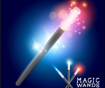 Shiny Colored Magic Wands Vector Background