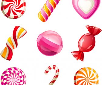 Shiny Colored Sweet Icons Vector