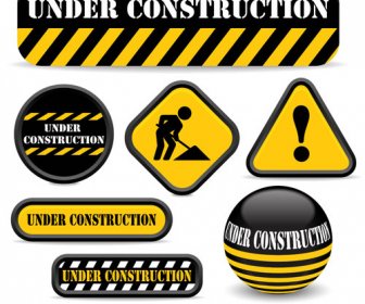 shiny construction warning sign vector
