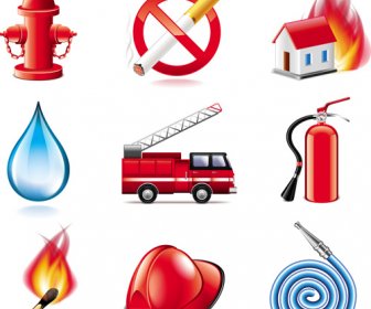Shiny Fire Series Icons Vector