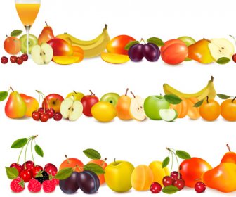 Shiny Fruits Design Vector Background