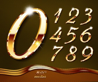Shiny Gold Numerals Vector Graphics