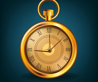 Glänzende Goldene Uhr Symbol Klassische Tragbares Design