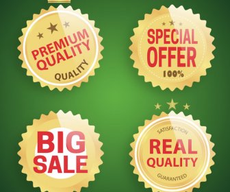 Shiny Golden Sale Promotion Icons On Green Background