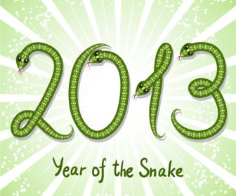 Shiny Green13 Snake Year Design Elements