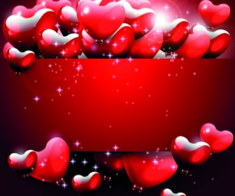 Shiny Heart With Red Background Vector Graphic