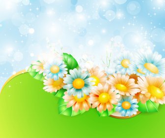 Shiny Spring Flowers Creative Background Vector