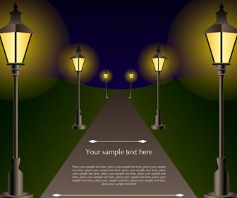 Shiny Street Lamps Background Design Vector Set