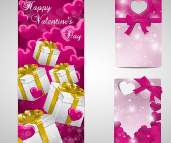 Set De Tarjetas De Regalo De Día De San Valentín Brillante