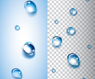 Shiny Water Drops Vector Illustration Set