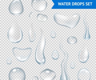 Shiny Water Drops Vector Illustration Set
