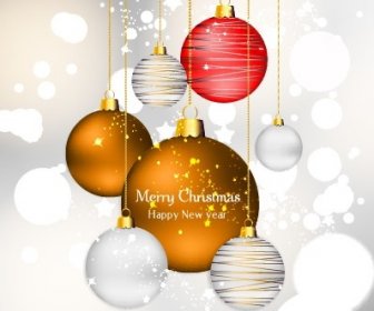 Glänzende Weihnachtskugeln Design Hintergrund Vektor