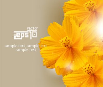 Shiny Yellow Flowers Background Vector