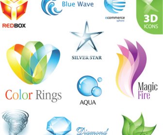 Shiny 3d Logos And Icons Design Vector
