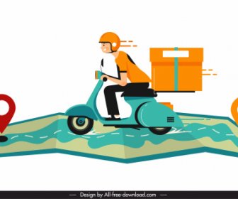 Shipping Background Motorbike Map Sketch Motion Design