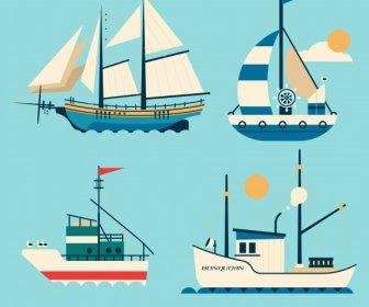 Versand Symbole Segelboot Schiff Skizze Klassisch Modernes Design