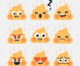 Shit Icons Collection Cute Emotional Decoration