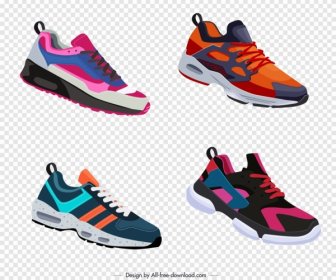 Shoe Templates Collection Colorful Modern Sketch