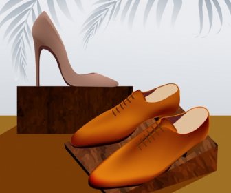 Sepatu Iklan Mengkilap 3d Dihiasi Dengan Dekorasi Berwarna