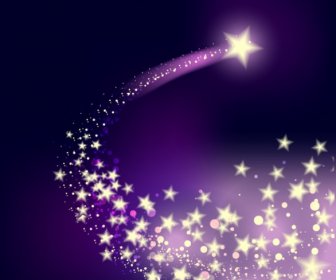 Shooting Twinkling Star On The Purple Background