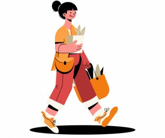 Shopper Icon Colored Cartoon Character Sketch