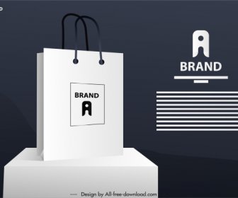 Shopping Bag Advertising Banner Modern 3d Sketch