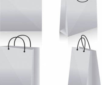 Shopping Bag Icons Design 3d White Blank Sketch
