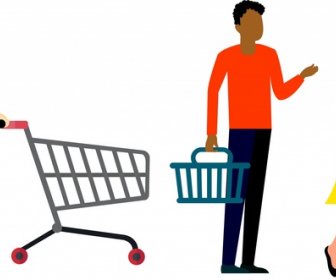 Shopping Concept Design Human With Cart Isolation