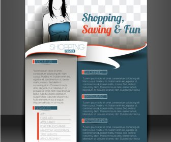 Shopping Flyers Cover With Girl Vector Illustration