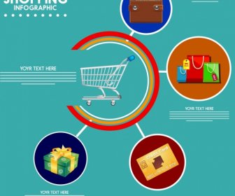 Einkaufen Infografik Trolley Shopping Design Elemente Dekor