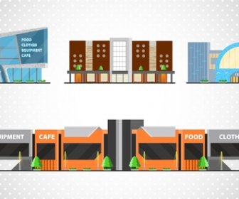 Shopping Mall Icons Illustration With Colored Sketch Design