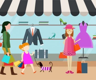 Shopping Thema Designfamilie Und Anzeige Im Store
