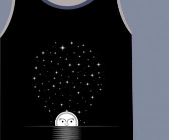 Short Tshirt Design Sparkling Stars Stylized Moon Icons